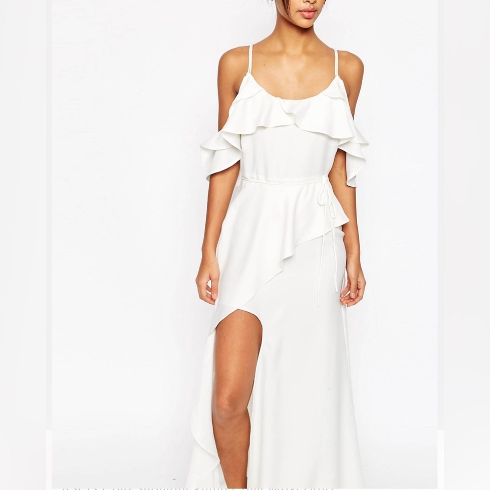 ASOS Cold-Shoulder‎ Ruffle Cami Maxi Dress Size 8 - Picture 2 of 11